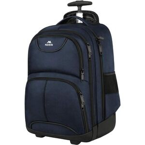 MATEIN Rolling Backpack 4 Wheels 17" Travel Laptop Backpack Water Resistant Blue